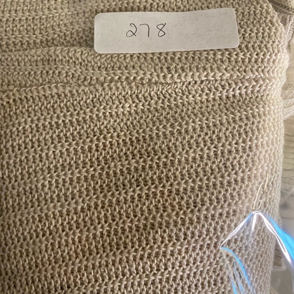 Talbots Linen Open Cardigan Long Sleeve Sweater Pockets Tan Cream Office Medium - Picture 15 of 15